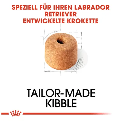 Speziell für Labrador Retriever entwickelte Krokette. Tailor-made Kibble.
