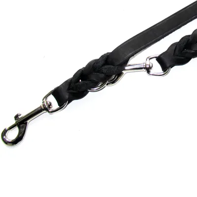 Heim Führleine mit eingeflochtenem Karabiner, schwarz