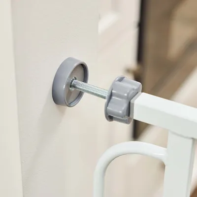 Carlson extra högt hundgaller med smådjursdörr - 75 - 90 cm brett, vitt