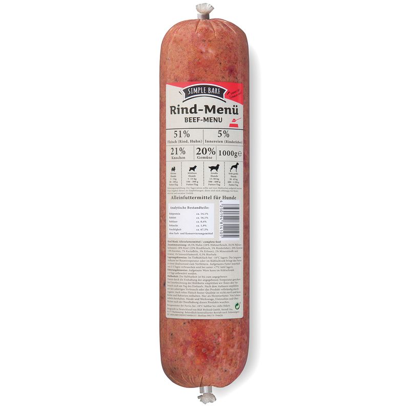 SIMPLE BARF Rind Menü