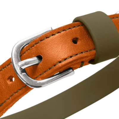 Zgardă HUNTER Wolmar BioThane® x piele, kaki/portocaliu