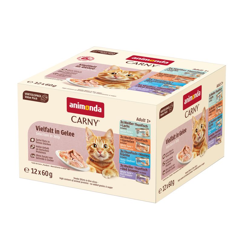 24 x 60 g animonda Carny Fine Fillets aszpikban mix + 12 x80 g Carny Ocean ingyen!