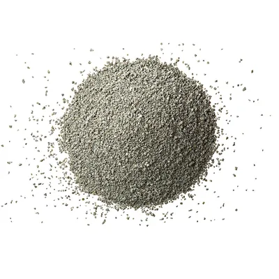 Grey, fine-grained granules, possibly cat litter or similar material.