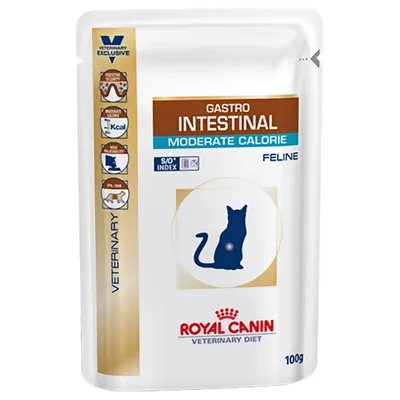Royal Canin Gastro Intestinal Moderate Calorie Feline, 100g. Veterinär-Diätfutter für Katzen mit S/O Index und moderatem Kaloriengehalt.