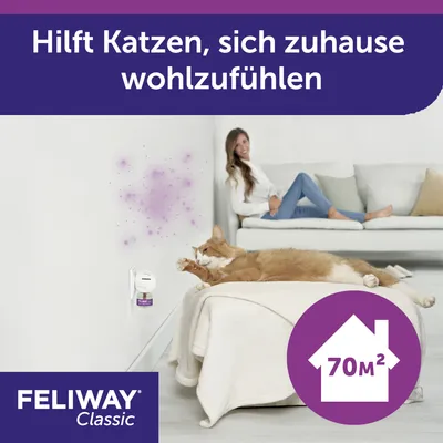 Feliway Classic. Hilft Katzen, sich zuhause wohlzufühlen. Geeignet für Räume bis zu 70m².