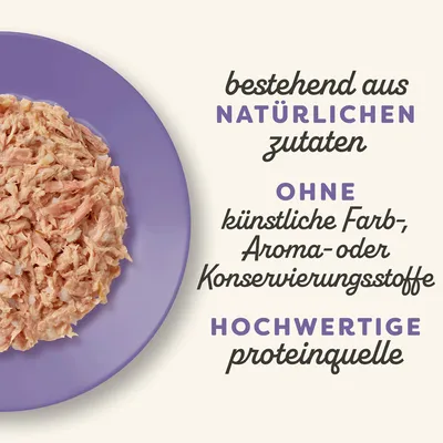 Bestehend aus natürlichen Zutaten, ohne künstliche Farb-, Aroma- oder Konservierungsstoffe. Hochwertige Proteinquelle.