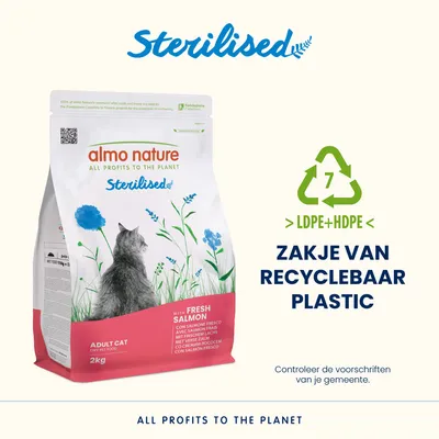 Almo Nature Sterilised Zalm & Rijst Kattenvoer Almo Nature Sterilised Zalm & Rijst Kattenvoer