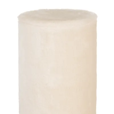 Cylindrical scratching post element with beige plush cover, suitable for building or replacing scratching posts.