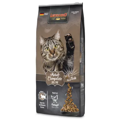 Leonardo Cat Food Adult Complete 32/16, πλούσιο σε πουλερικά, κατάλληλο και για στειρωμένες γάτες. Made in Germany, Super Premium ποιότητα.