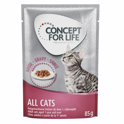 Concept for Life All Cats, υγρή τροφή σε σάλτσα για ενήλικες γάτες από 1 έτους, συσκευασία 85g.
