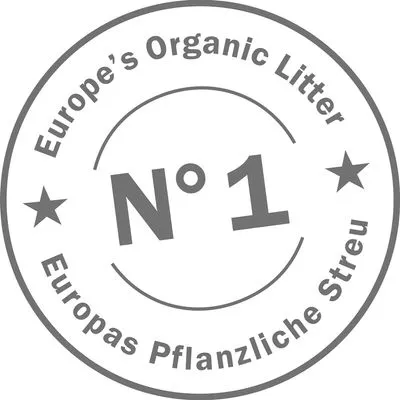 N° 1 Europe’s Organic Litter Europas Pflanzliche Streu (tekst in het Engels en Duits, claim op organisch strooisel uit Europa)