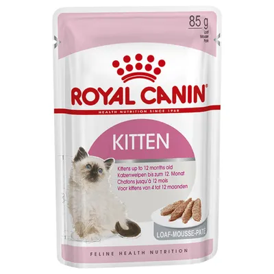 Royal Canin Kitten, Loaf-Mousse-Pâté, 85g. Für Katzenwelpen bis zum 12. Monat. Feline Health Nutrition.