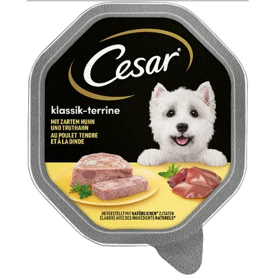 Cesar klassik-terrine mit zartem Huhn und Truthahn. Hergestellt mit natürlichen Zutaten.