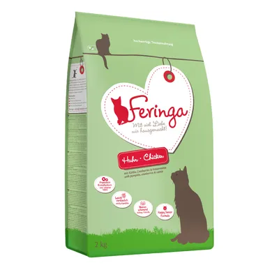 Feringa pienso seco de pollo con calabaza, arándanos rojos y menta para gatos. Sin cereales, fácil digestión, apto para riñones, Happy Senior Formula. Tamaño: 2 kg.