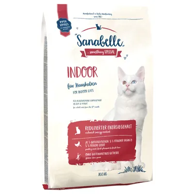 Sanabelle Indoor для домашних кошек, сниженное содержание энергии, 20% мясо птицы, 5% свежий фазан, 5% свежая печень, без злаков с глютеном. Упаковка 10 кг.