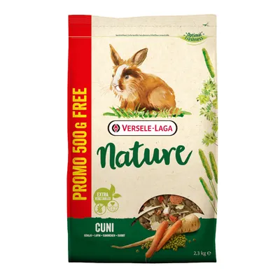 Versele-Laga Nature Cuni kaninfoder, 2,3 kg, med extra grönsaker. Promo 500 g gratis. Optimal Freshness.