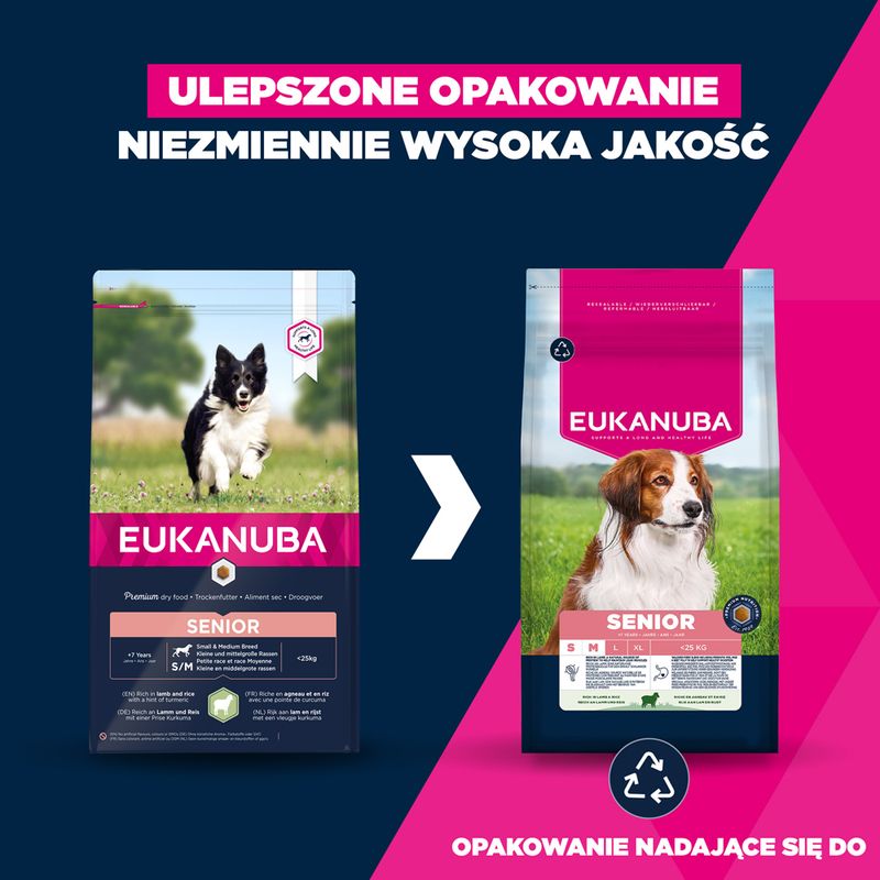 Eukanuba Premium Nutrition Senior Small & Medium Breed, jagnięcina i ryż