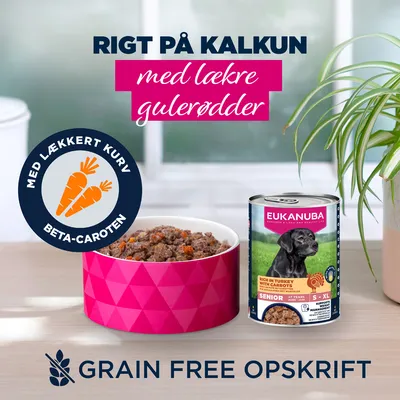 Eukanuba Senior Rig på kalkun med gulerødder
