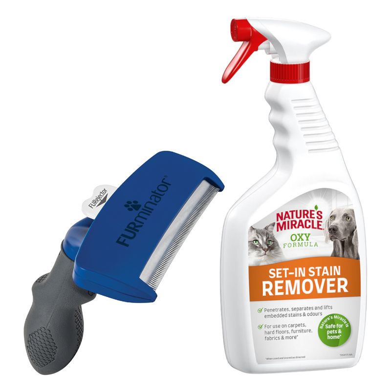 FURminator deShedding Tool + Nature's Miracle Cat Set-In Stain Remover, 709 ml gratis!