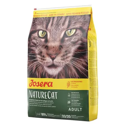 Josera NatureCat Adult, getreidefreies Katzenfutter mit Geflügel und Lachs. Made in Germany, Super Premium Petfood. Anti-Haarballen, pH-Wert 6.0-6.5, 89% tierisches Protein.