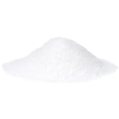 Haufen weisser, feiner Kristalle. Produktabbildung von Streusalz oder ähnlichem Material.
