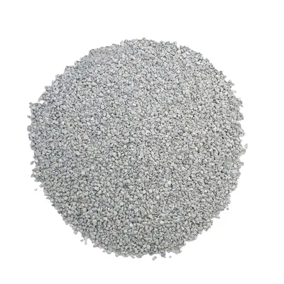 Grey granules, suitable as cat litter or for other pet supplies.