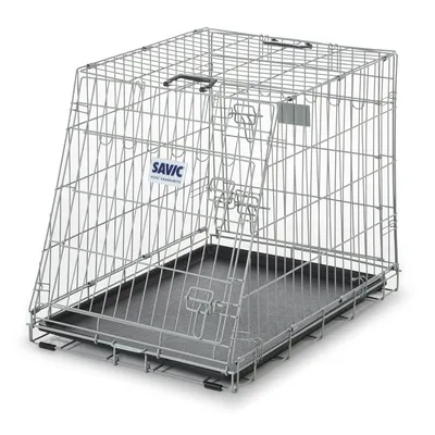 Savic metallinen lemmikkihäkki, kalteva etuosa, irrotettava muovipohja, näkyvissä Savic Pets' Favourite -teksti kyljessä.