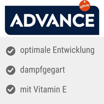 ADVANCE, optimale Entwicklung, dampfgegart, mit Vitamin E (texte en allemand)