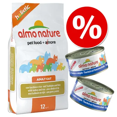 Blandpack: 2 kg Almo Nature torrfoder + 12 x 70 / 140 g våtfoder