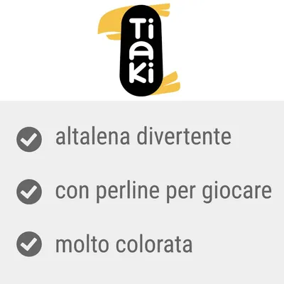 Tiaki. altalena divertente, con perline per giocare, molto colorata