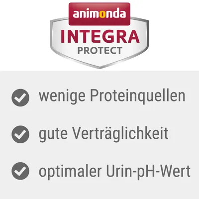 Animonda Integra Protect. Wenige Proteinquellen, gute Verträglichkeit, optimaler Urin-pH-Wert.