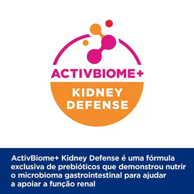 ActivBiome+ Kidney Defense é uma fórmula exclusiva de prebióticos que demonstrou nutrir o microbioma gastrointestinal para ajudar a apoiar a função renal.