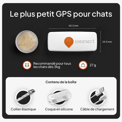 Weenect GPS Tracker XS pour chat - collier inclus - blanc Weenect GPS Tracker XS pour chat - collier inclus - blanc