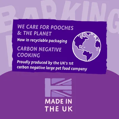 Now in recyclable packaging. Produced by the UK's first carbon negative large pet food company. Made in the UK.