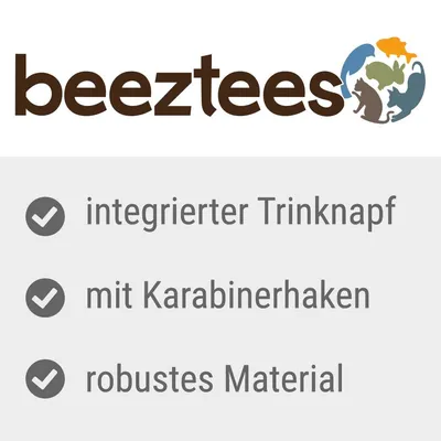 Beeztees. Integrierter Trinknapf, mit Karabinerhaken, robustes Material.