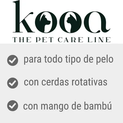 kooa THE PET CARE LINE. para todo tipo de pelo, con cerdas rotativas, con mango de bambú