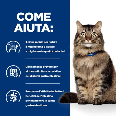 COME AIUTA: Azione rapida per nutrire il microbioma e migliorare la qualità delle feci. Clinicamente provato per limitare le recidive dei disturbi gastrointestinali. Promuove batteri benefici.