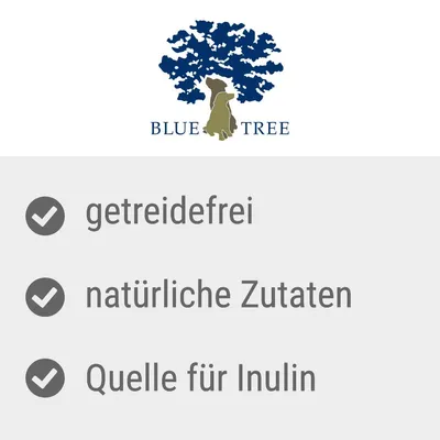 Blue Tree. Getreidefrei, natürliche Zutaten, Quelle für Inulin.