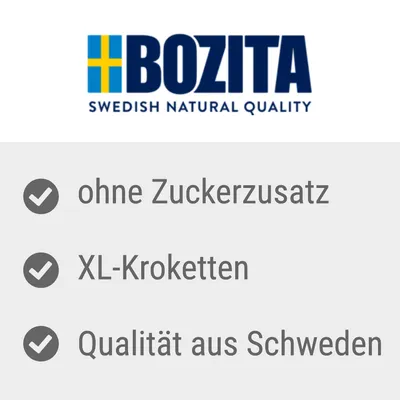 Bozita Swedish Natural Quality. Ohne Zuckerzusatz, XL-Kroketten, Qualität aus Schweden.