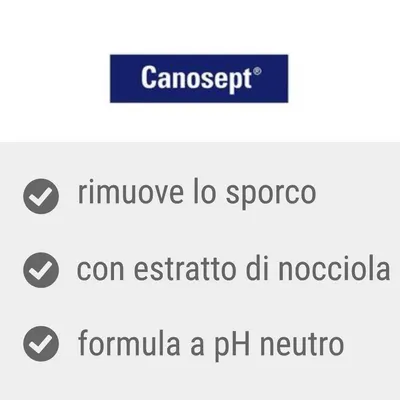 Canosept, rimuove lo sporco, con estratto di nocciola, formula a pH neutro Canosept, rimuove lo sporco, con estratto di nocciola, formula a pH neutro