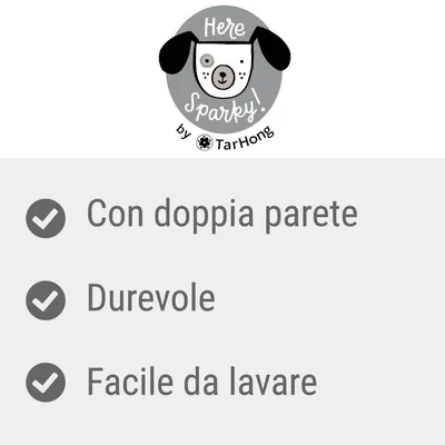 Here Sparky! by TarHong. Con doppia parete, durevole, facile da lavare.