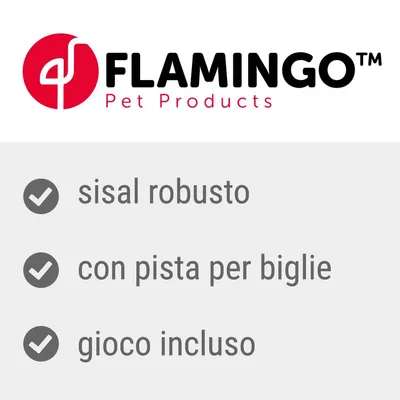 FLAMINGO Pet Products. sisal robusto, con pista per biglie, gioco incluso.
