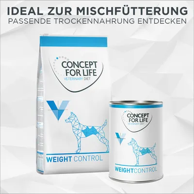 Concept for Life Veterinary Diet Weight Control. Ideal zur Mischfütterung, passende Trocken- und Nassnahrung entdecken.