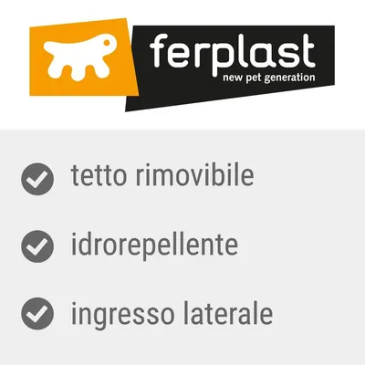 ferplast new pet generation. tetto rimovibile, idrorepellente, ingresso laterale.