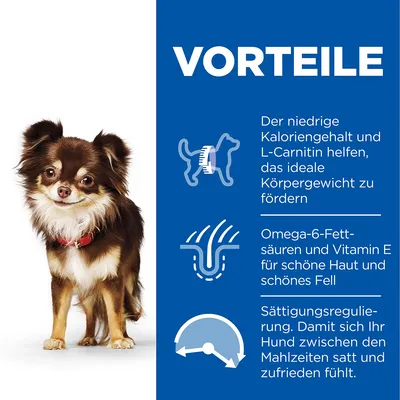 Vorteile: Niedriger Kaloriengehalt und L-Carnitin fördern ideales Körpergewicht. Omega-6-Fettsäuren und Vitamin E für Haut und Fell. Sättigungsregulierung für Zufriedenheit zwischen Mahlzeiten.