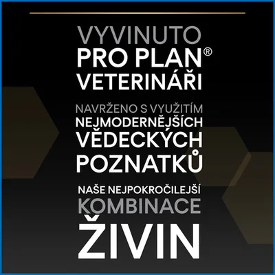 Vyvinuto PRO PLAN veterináři. Navrženo s využitím nejmodernějších vědeckých poznatků. Naše nejpokročilejší kombinace živin.