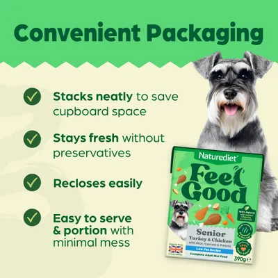 Naturediet Feel Good Senior Lite - Turkey & Chicken - 18 x 390g Naturediet Feel Good Senior Lite - Turkey & Chicken - 18 x 390g