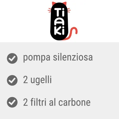 Tiaki, pompa silenziosa, 2 ugelli, 2 filtri al carbone