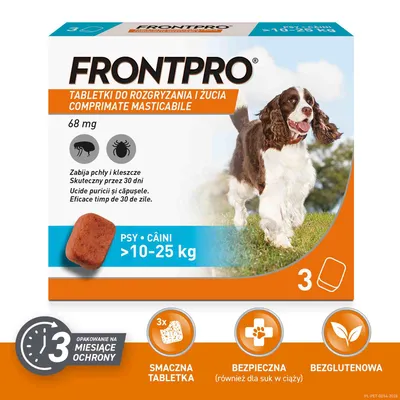 FRONTPRO® tabletki na pchły i kleszcze, dla psów od 10 do 25 kg FRONTPRO® tabletki na pchły i kleszcze, dla psów od 10 do 25 kg