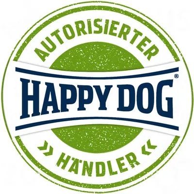 AUTORISIERTER HAPPY DOG HÄNDLER feliratú pecsét, német nyelvű hivatalos forgalmazói jelzés